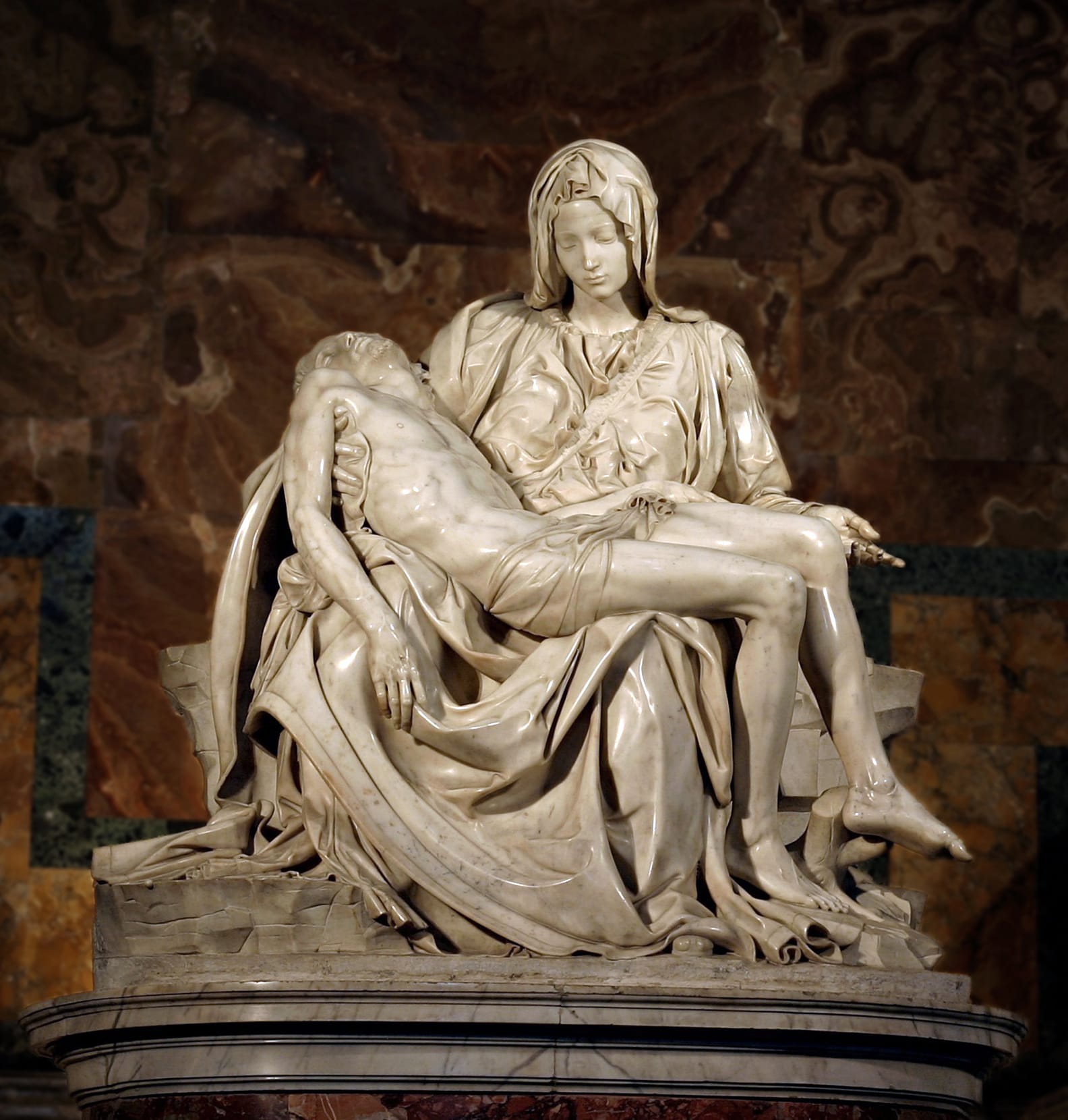 Statue of Michelangelo's Pietà in St. Peter's Basilica in the Vatican.