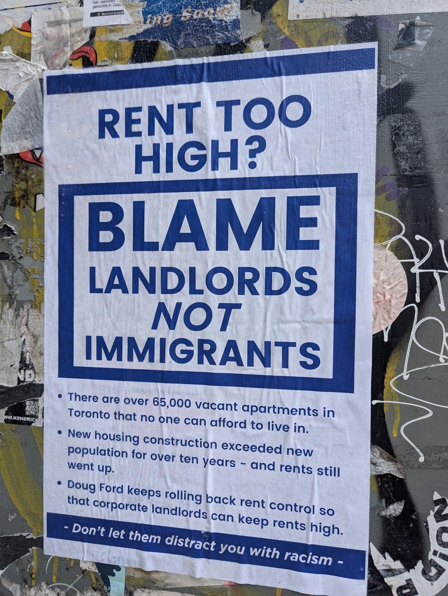 Rent too high? Blame landlords, not Immigrants. Don't let them distract you with racism. 